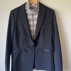 Veronica Beard Iconic Scuba Blazer with Tweed Dickey Striped